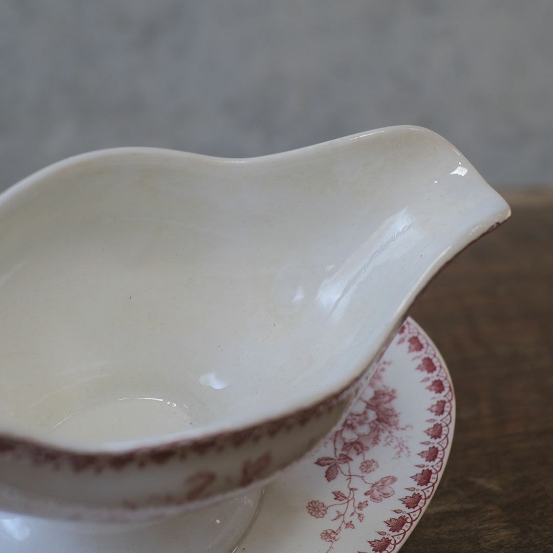 アンティークソーシエール ピンク フランス グレービーボート アンティーク食器5