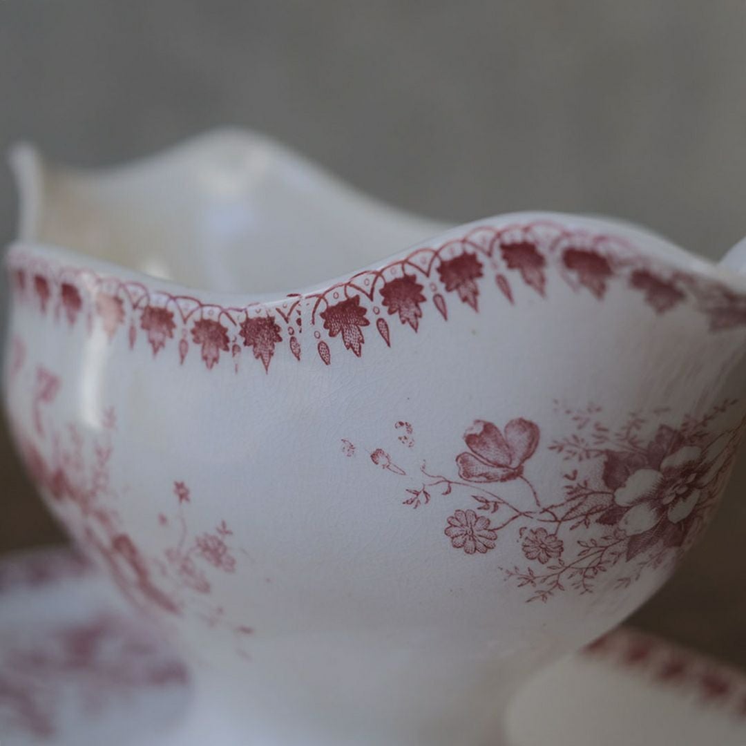 アンティークソーシエール ピンク フランス グレービーボート アンティーク食器7