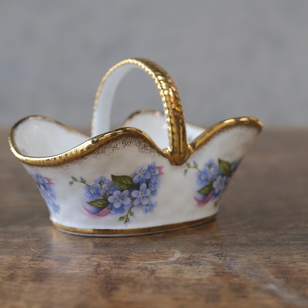 ヴィンテージ小物入れ 籠 イギリス 陶器ミニバスケット