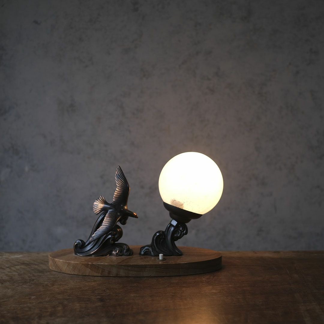 アンティーク 卓上ランプ ブロンズの鳥 フランス
