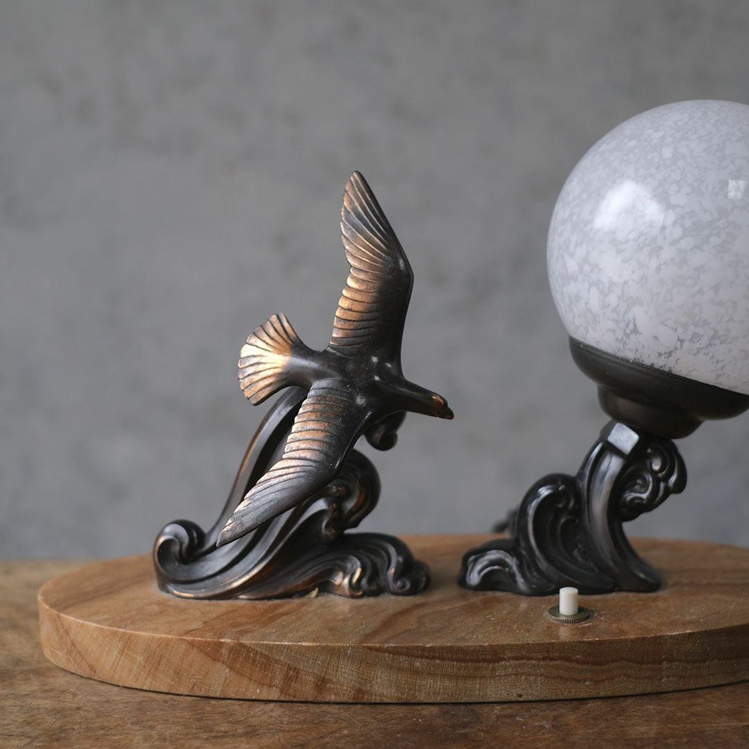 アンティーク 卓上ランプ ブロンズの鳥 フランス