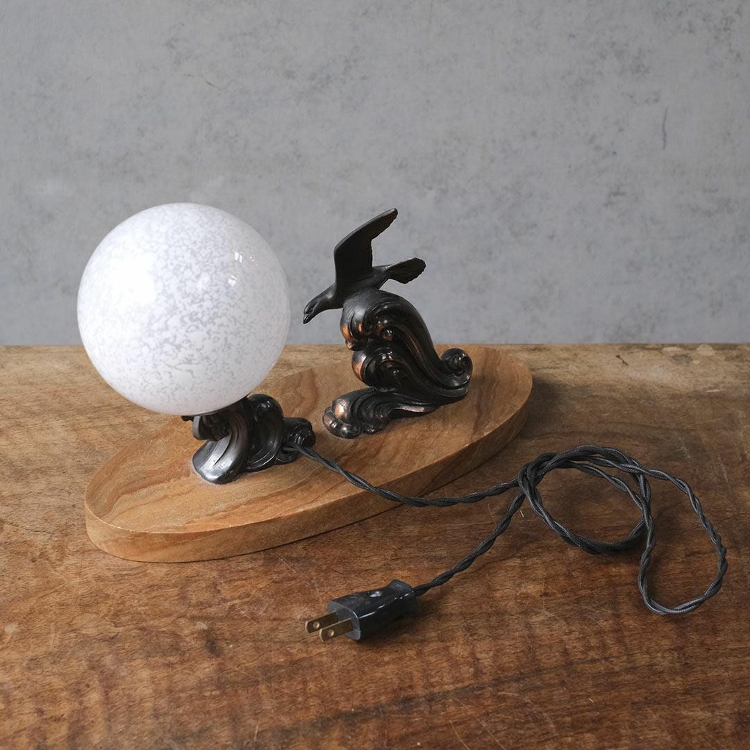 アンティーク 卓上ランプ ブロンズの鳥 フランス