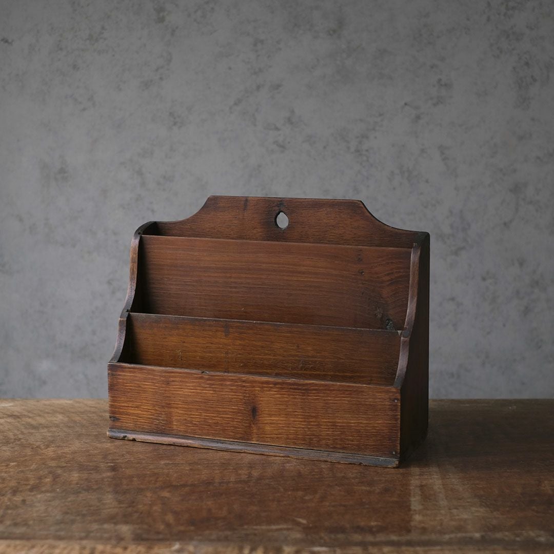 アンティーク 木製レターラック　書類や文房具の卓上収納ボックス3