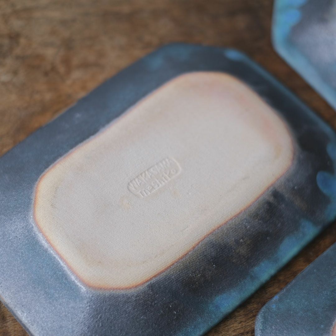 益子焼 kukka(クッカ) 八角皿 中 22cm ターコイズブルー色 わかさま