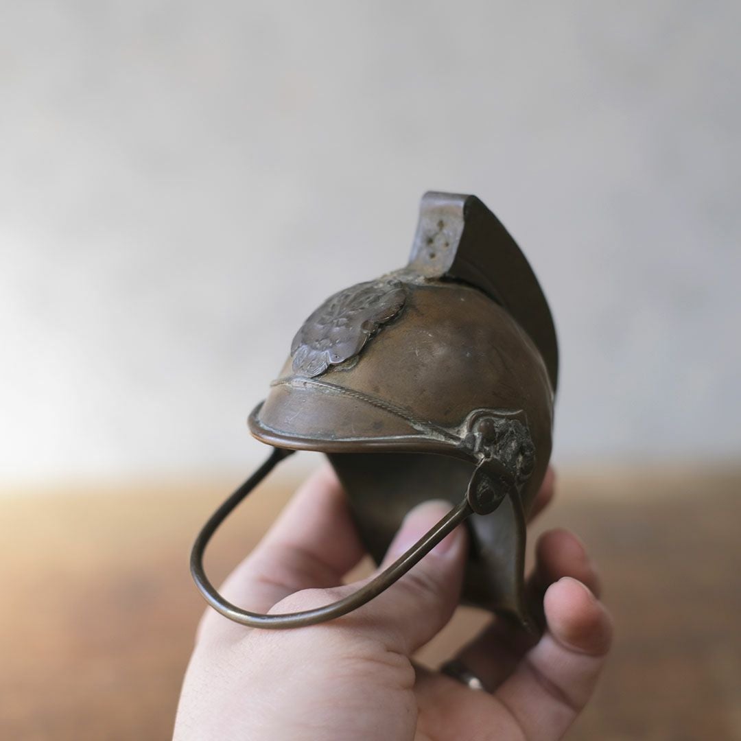 アンティークオブジェ ヘルメット イギリス 真鍮 置物