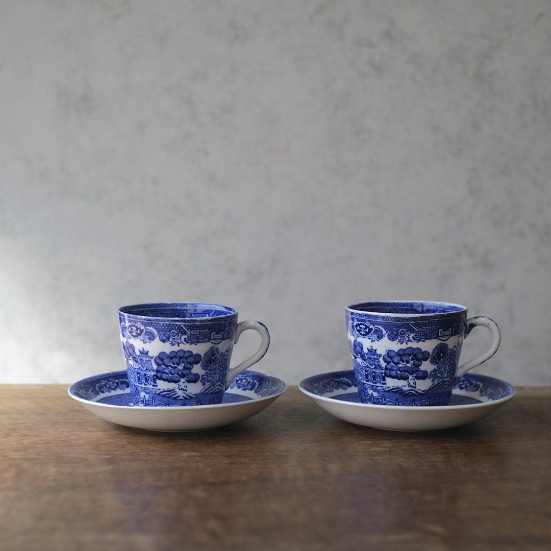 アンティーク ティーカップ&ソーサー Adderleys ブルーウィロー イギリス/アンティーク食器