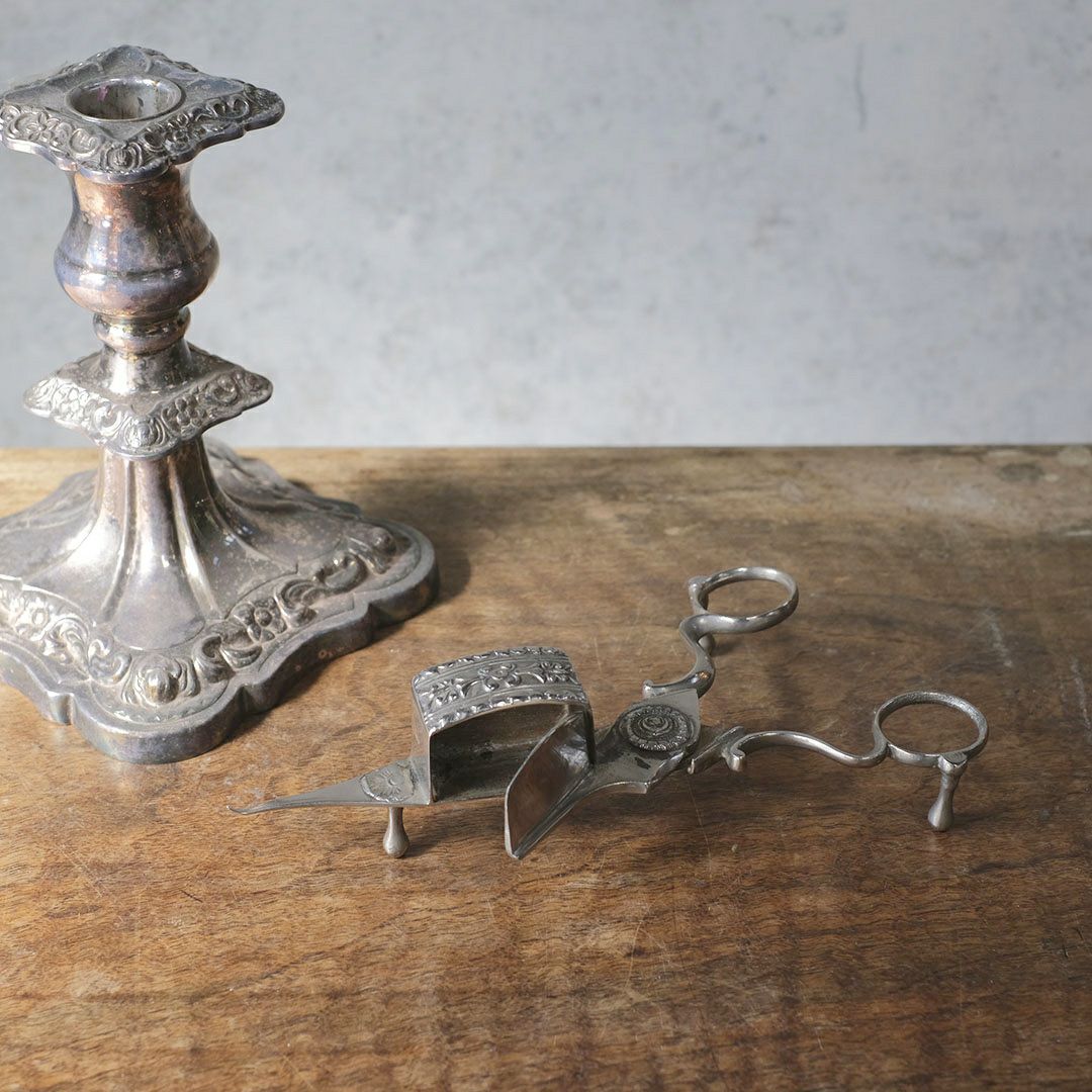 アンティーク キャンドルスナッファー シルバープレート製 火消し 芯切りハサミ