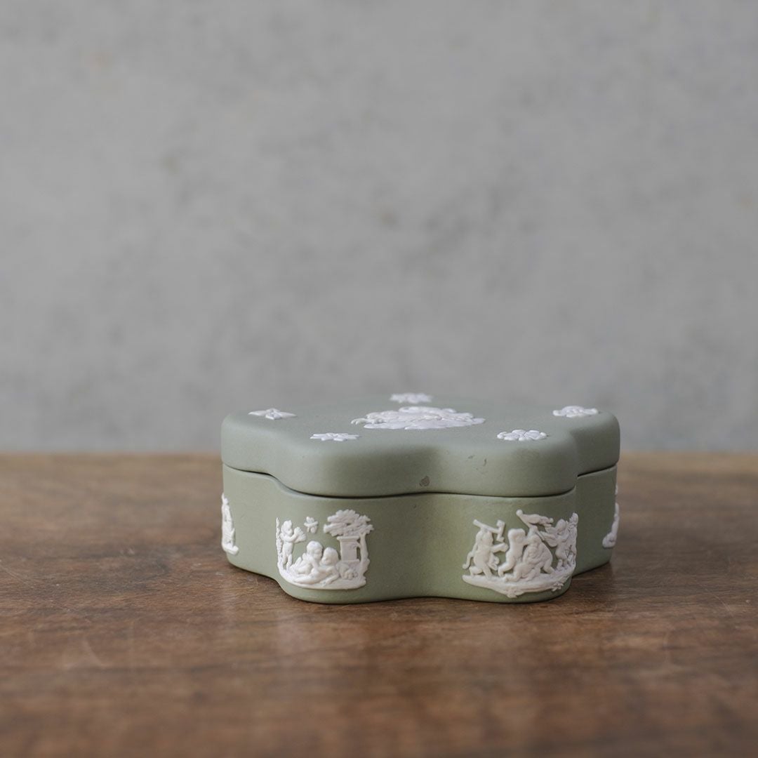 ヴィンテージ WEDGWOODジャスパー小物入れ グリーン ストーンウェア3