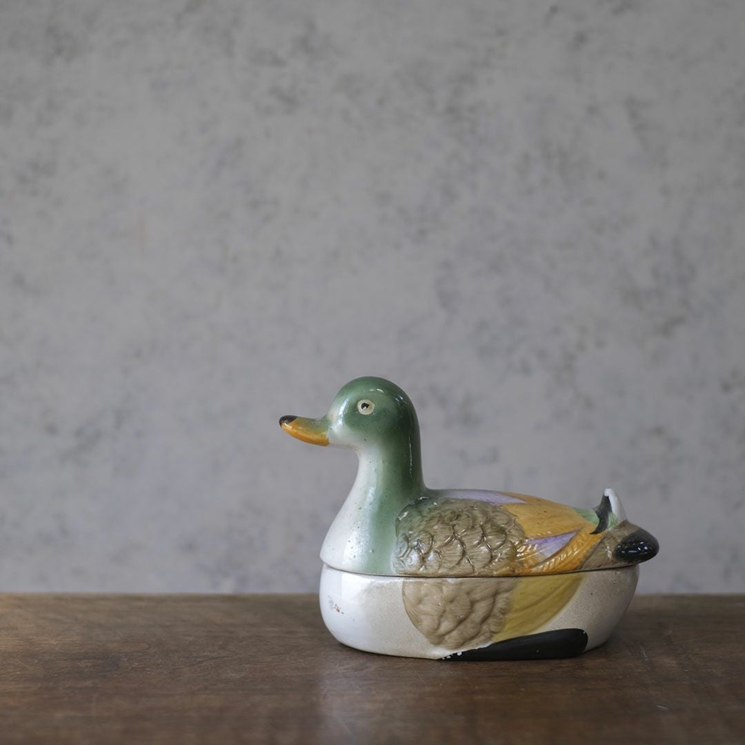アンティーク ダックテリーヌポット フランス 陶器 鴨の通販