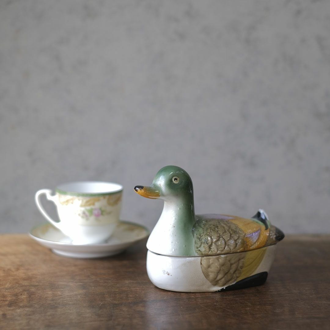 ヴィンテージ ダックテリーヌポット フランス 陶器 鴨1