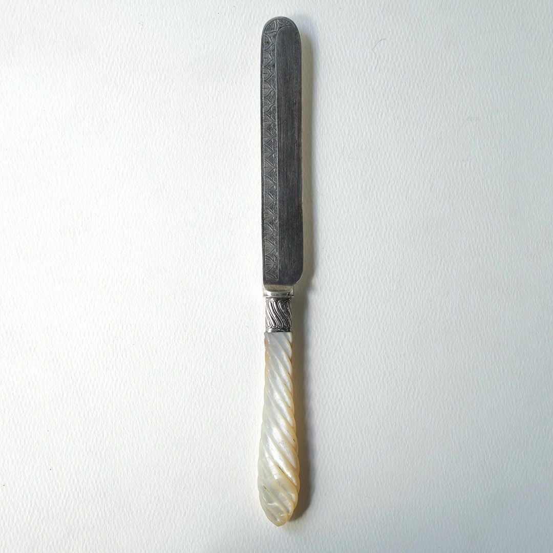 アンティーク マザーオブパール デザートカトラリー イギリス ナイフ 白蝶貝 銀メッキ3