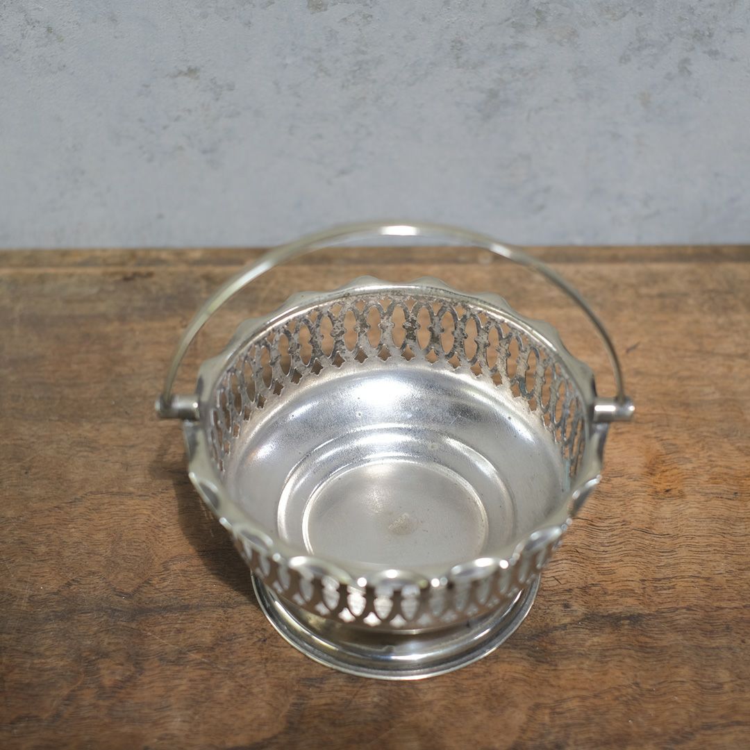 ヴィンテージシュガーバスケット ブルーグラス イギリス 銀メッキ5