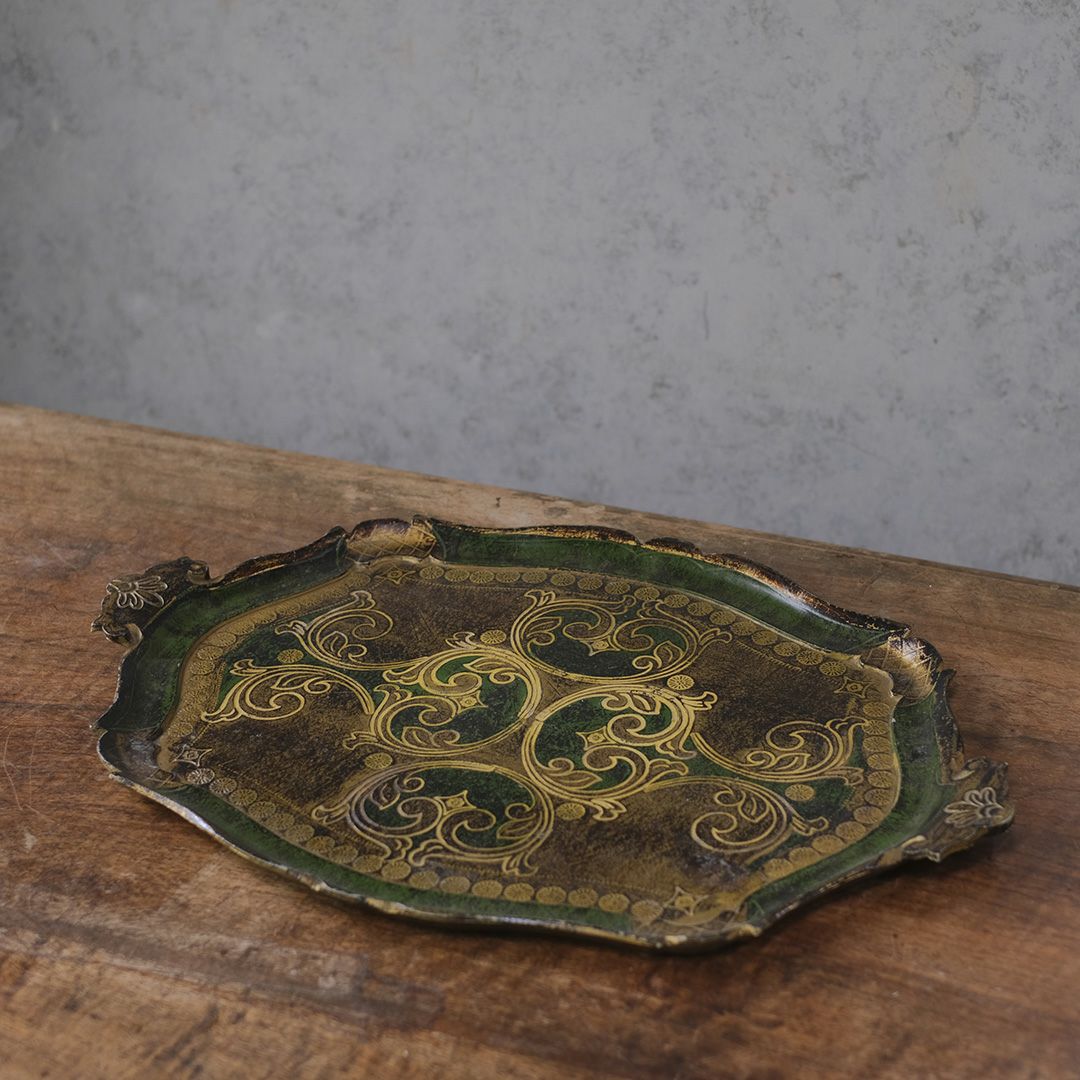 ヴィンテージ フローレンタイントレイ イタリア グリーンの通販