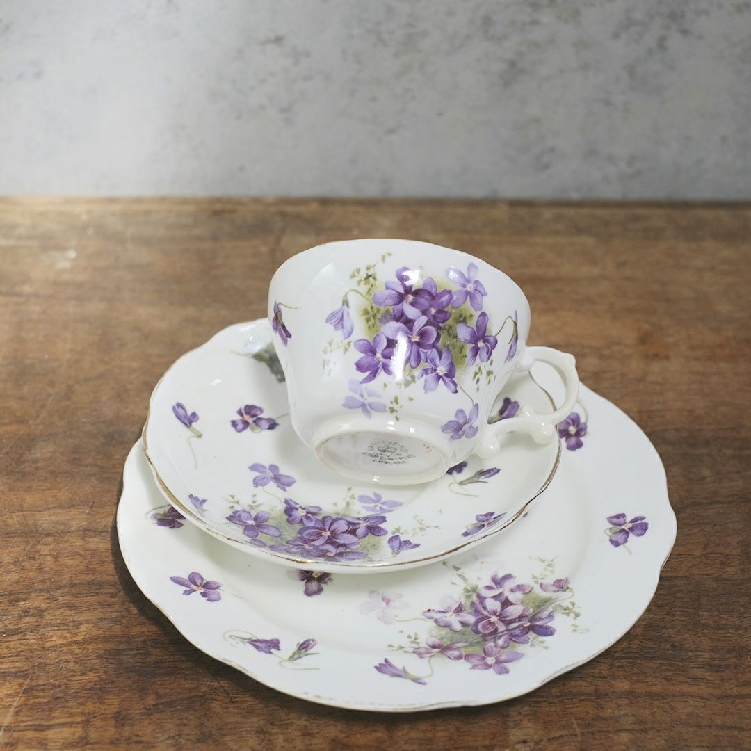 アンティークティーカップトリオ バイオレット 菫 イギリス3