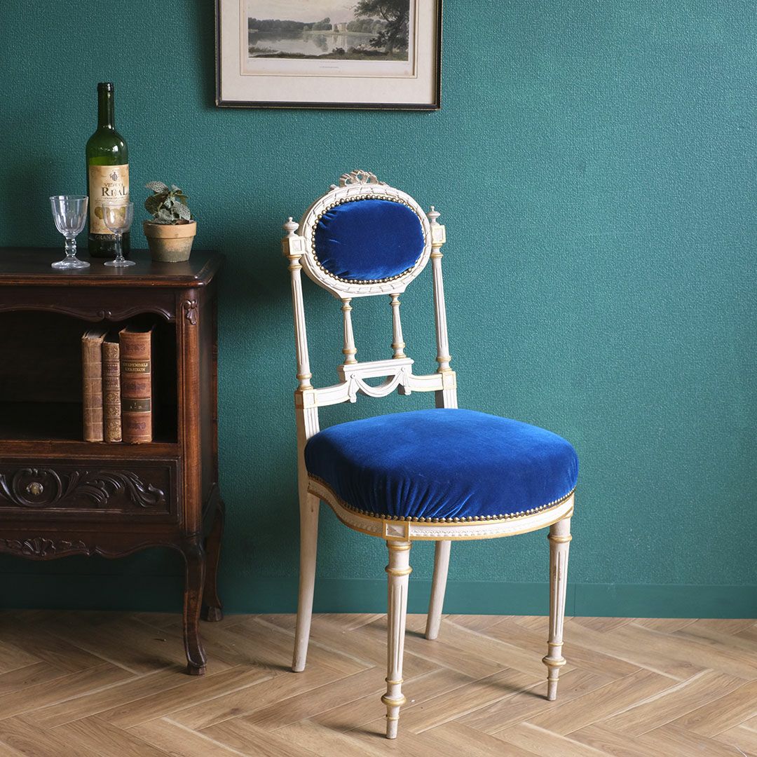アンティークサロンチェア 青 椅子 フランス アンティーク家具