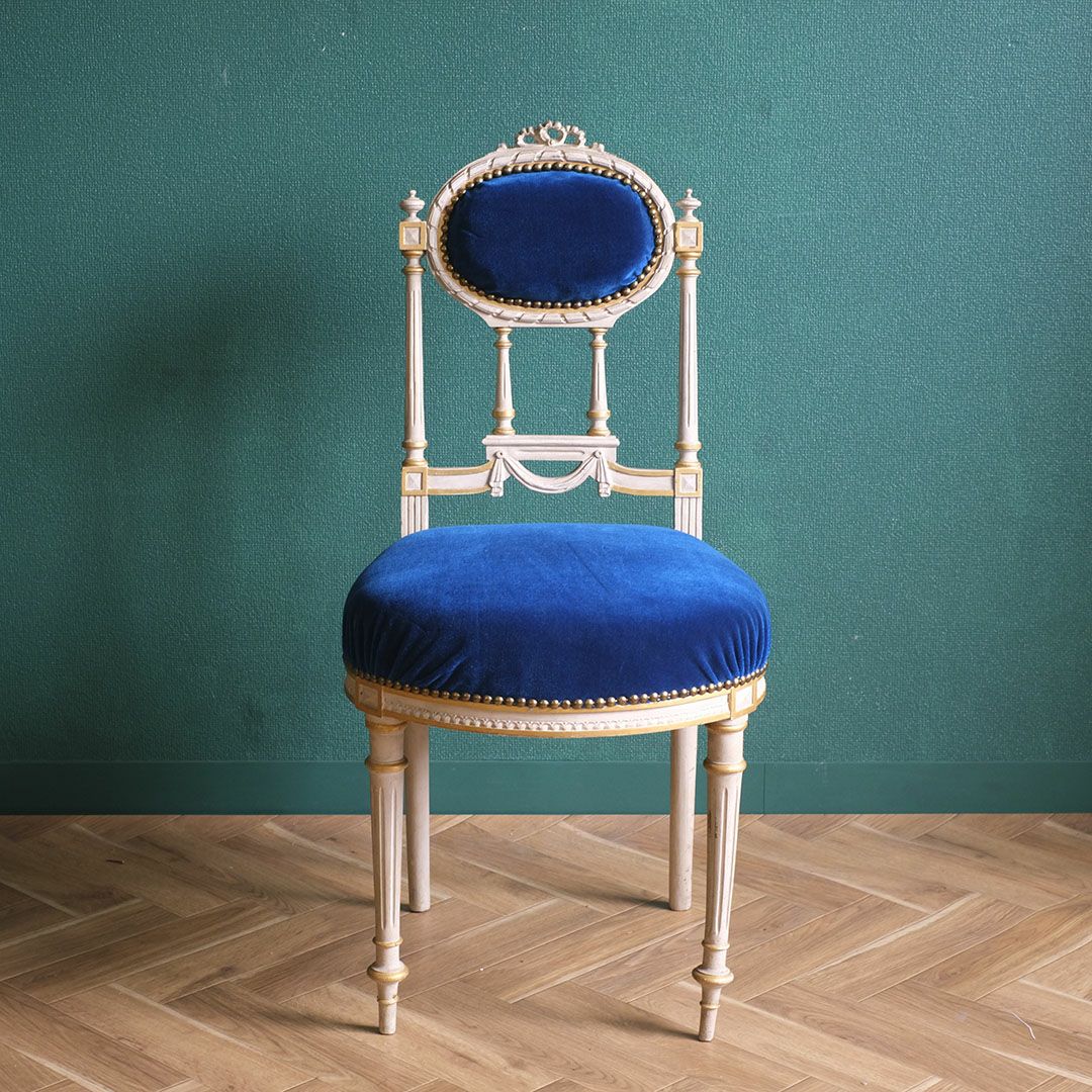 アンティークサロンチェア 青 椅子 フランス アンティーク家具2
