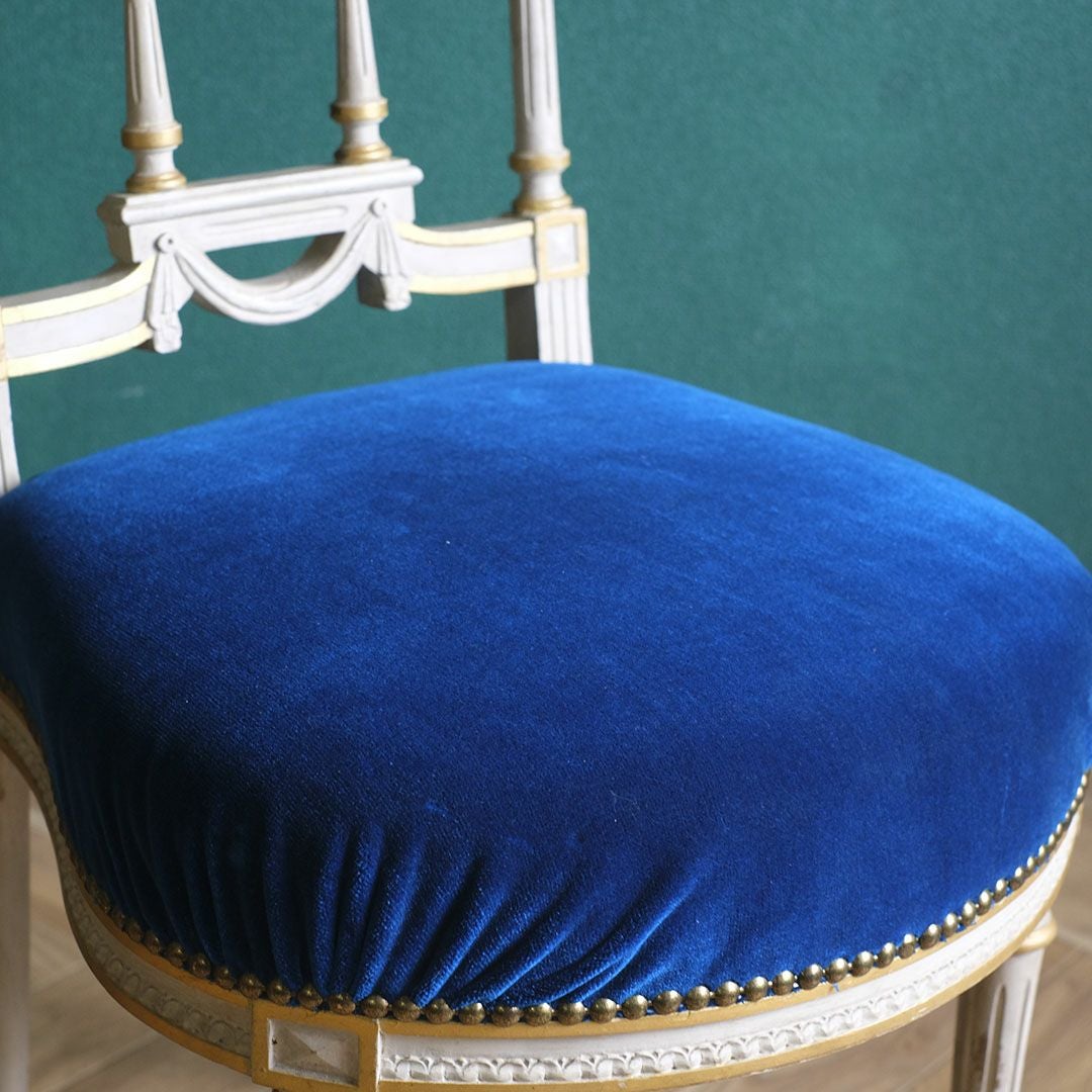 アンティークサロンチェア 青 椅子 フランス アンティーク家具5