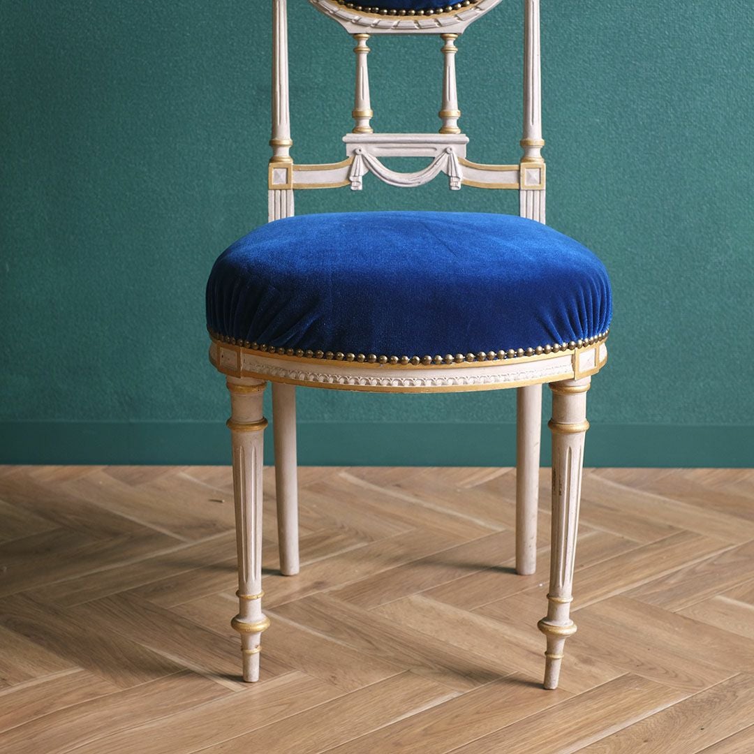 アンティークサロンチェア 青 椅子 フランス アンティーク家具6