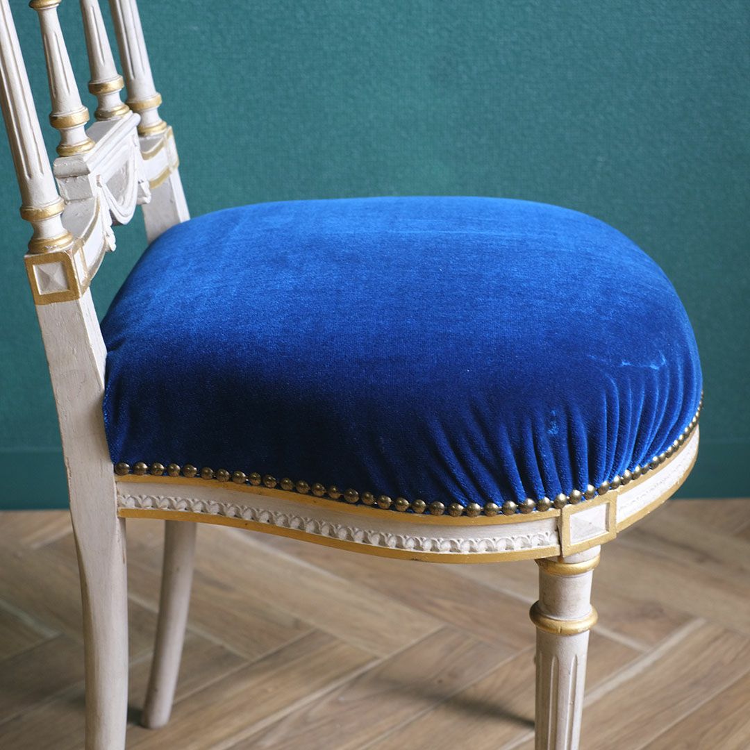 アンティークサロンチェア 青 椅子 フランス アンティーク家具8