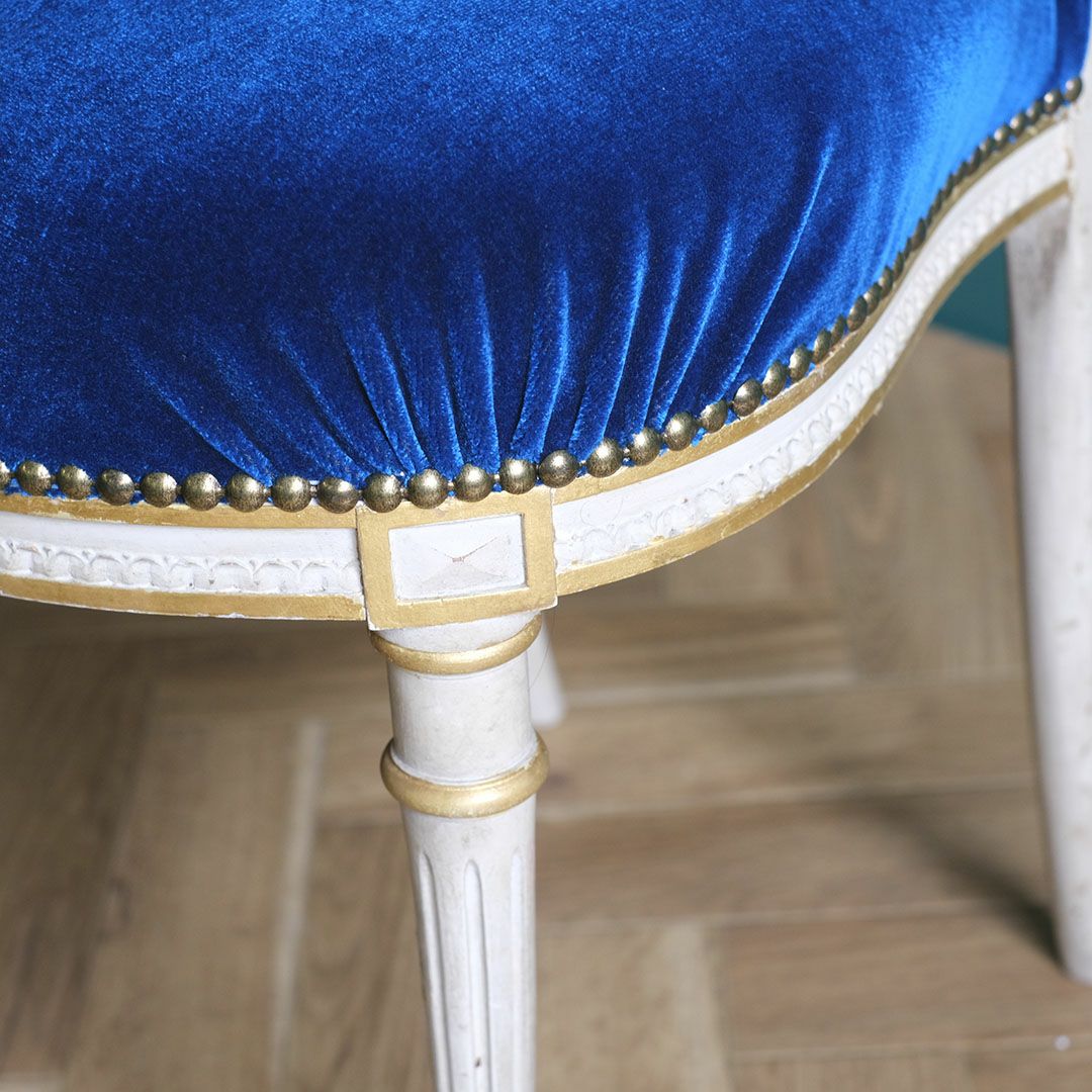 アンティークサロンチェア 青 椅子 フランス アンティーク家具9