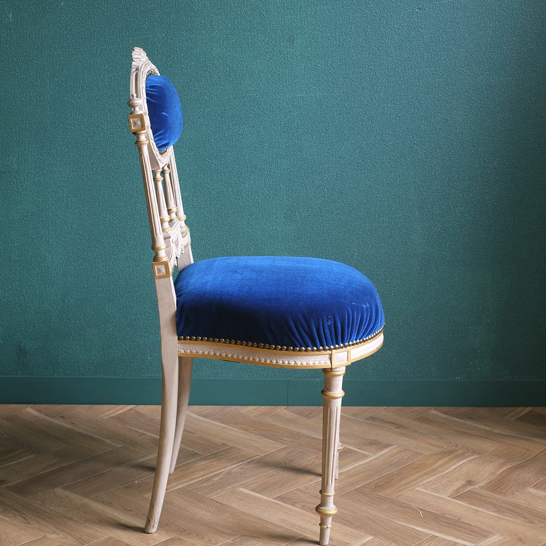アンティークサロンチェア 青 椅子 フランス アンティーク家具12