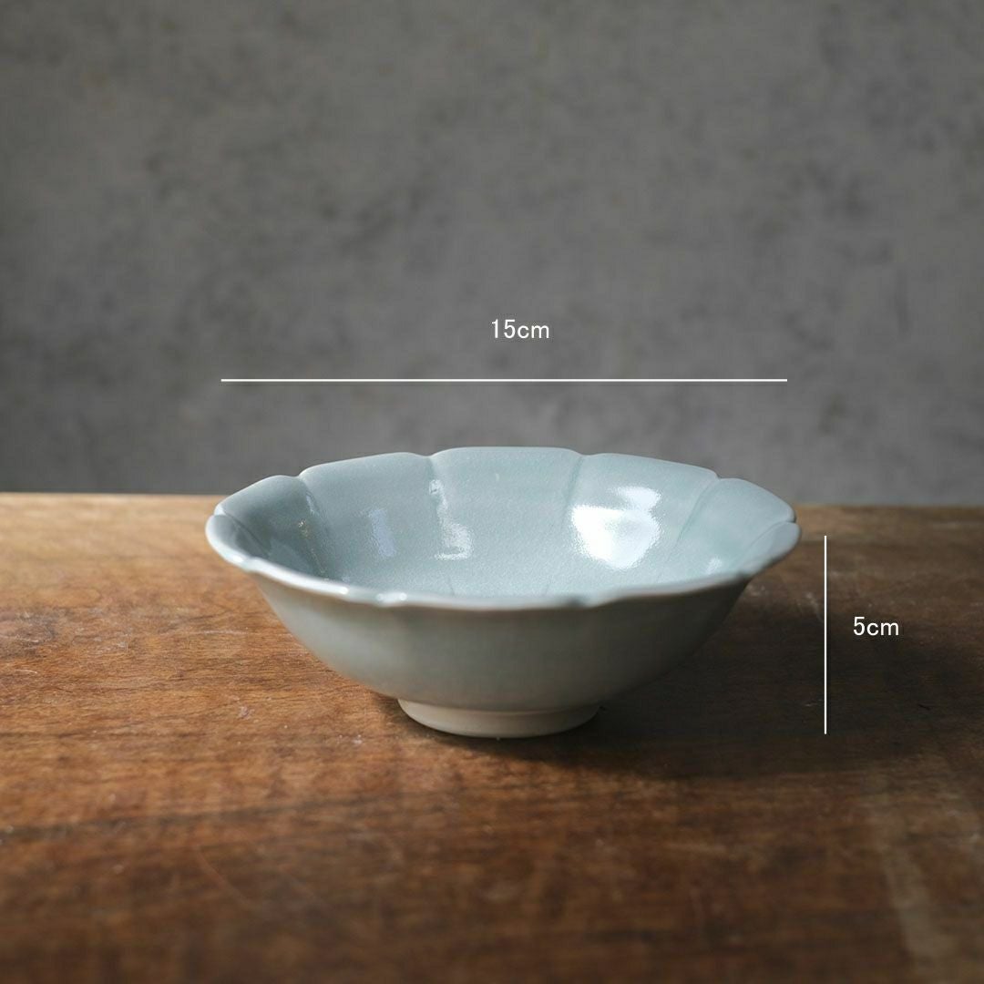 岡泰造 トルコ青釉 中鉢 瀬戸焼 和食器 フラワーリムボウル の通販