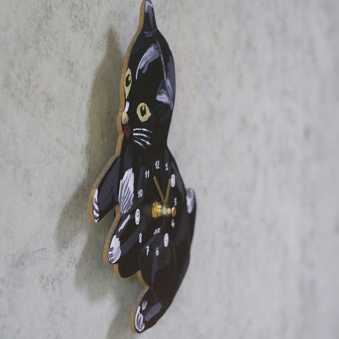 Nathalie Lete(ナタリーレテ)/ウォールクロック 遊ぶ黒猫3