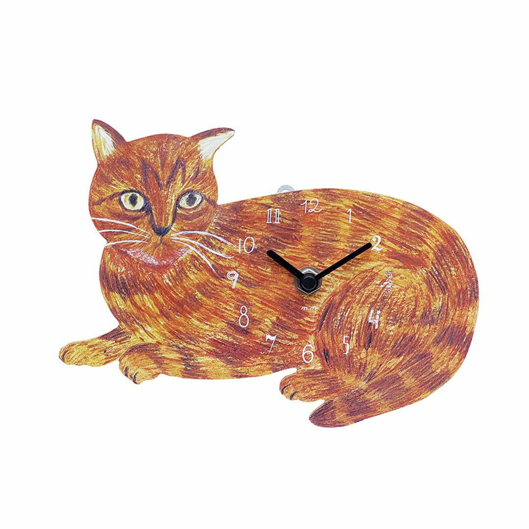 かわいい松尾ミユキ キャットクロック トラ猫 壁掛け時計 おしゃれな