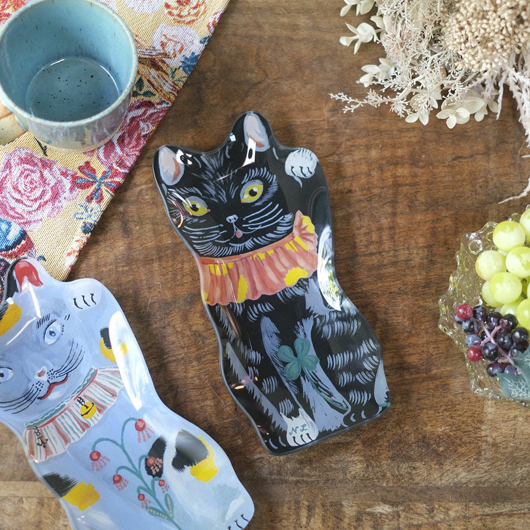 Nathalie Lete(ナタリーレテ) ガラストレイ 招き猫 ラッキーキャット 黒