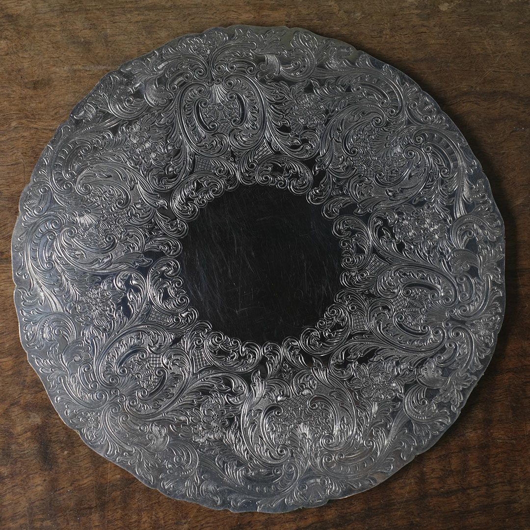 ヴィンテージマット シルバープレート ヴィクトリアン イギリス ラウンド L2