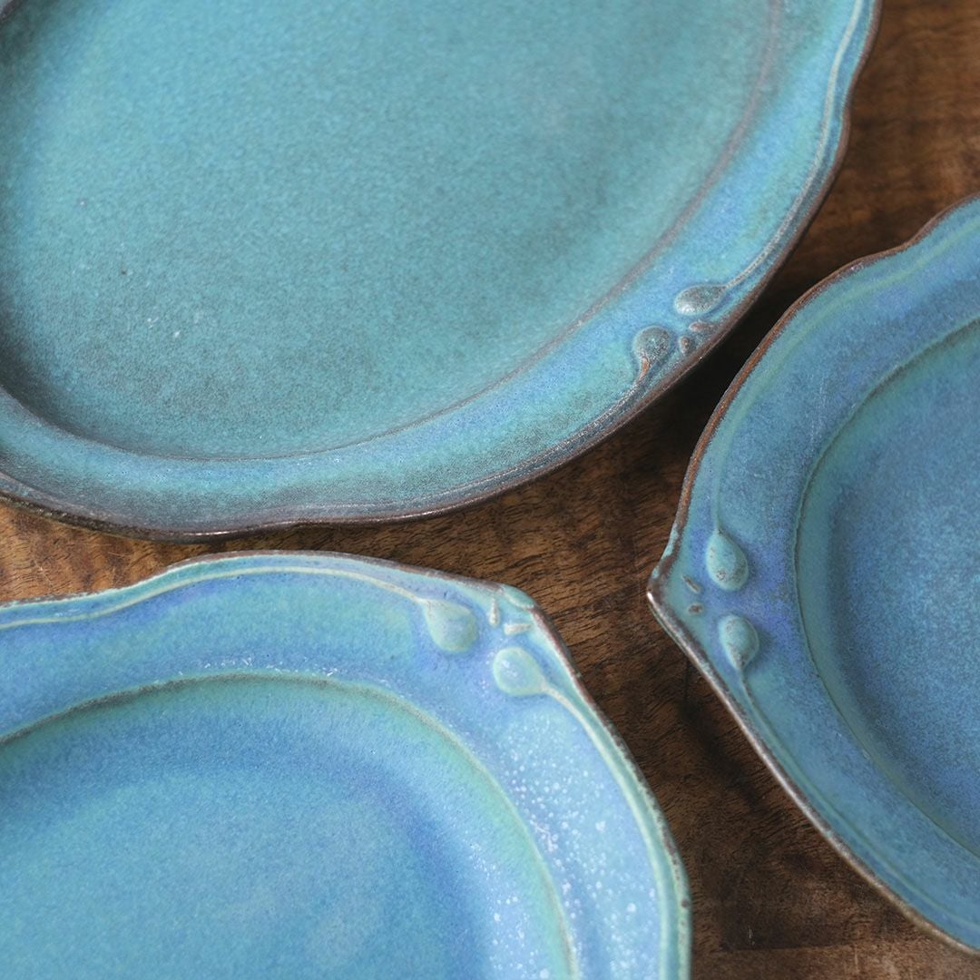 益子焼 オーバル皿L(29cm) ターコイズ 洋皿 パスタ皿 手作り わかさま