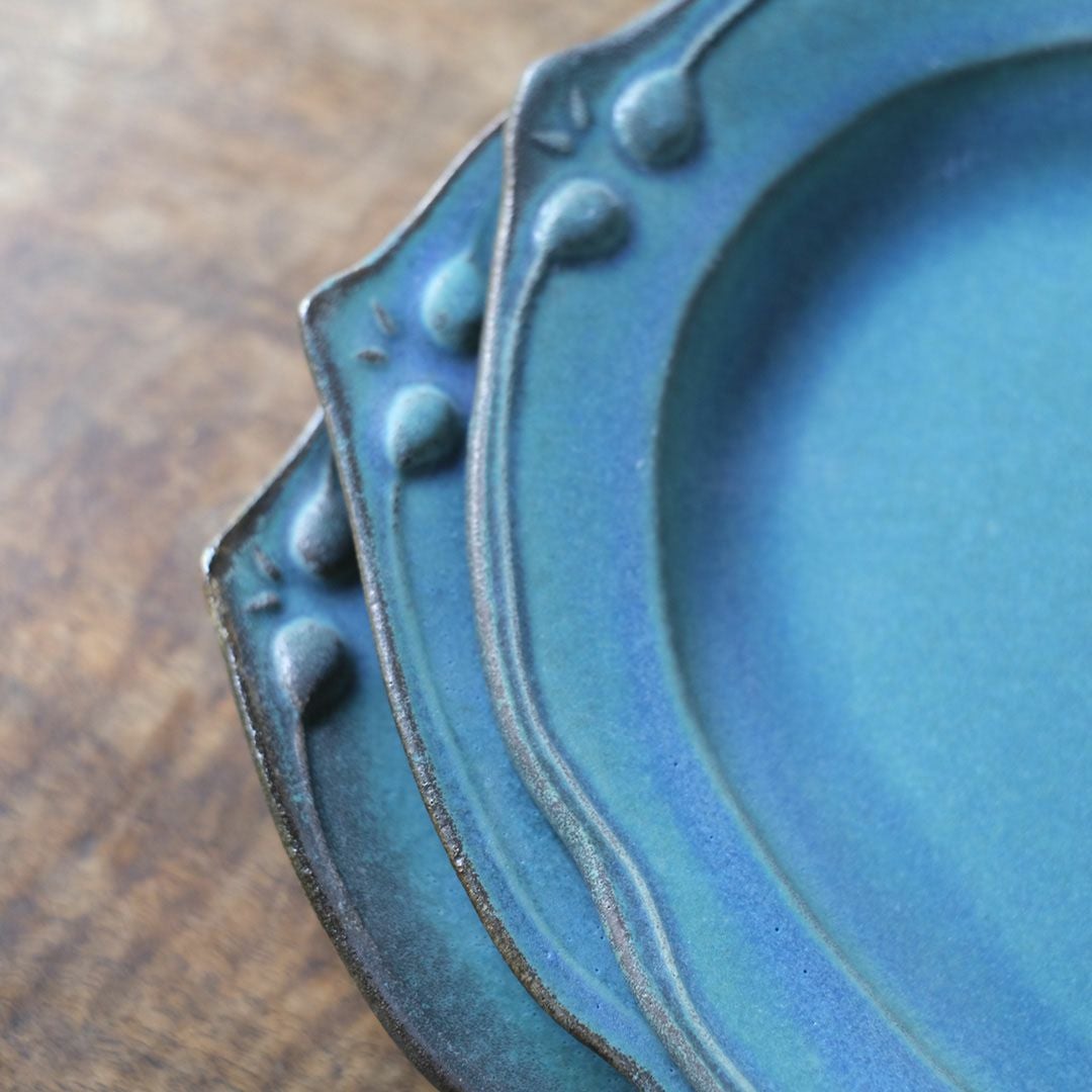 益子焼 オーバル皿L(29cm) ターコイズ 洋皿 パスタ皿 手作り わかさま