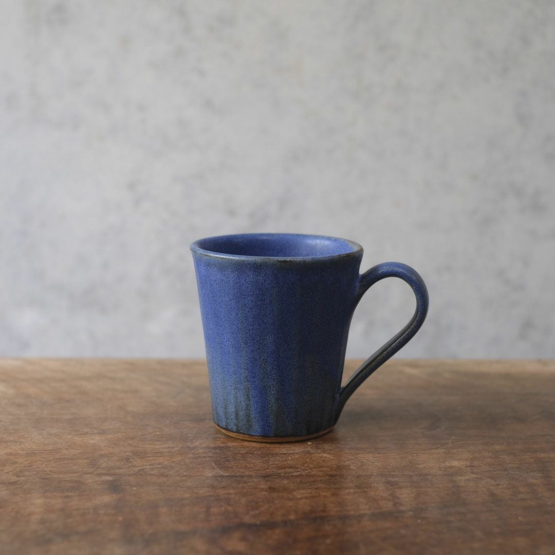益子焼・ラピスラズリ ストレートマグ/マグカップ ディープブルー カフェ わかさま陶芸 若林健吾1