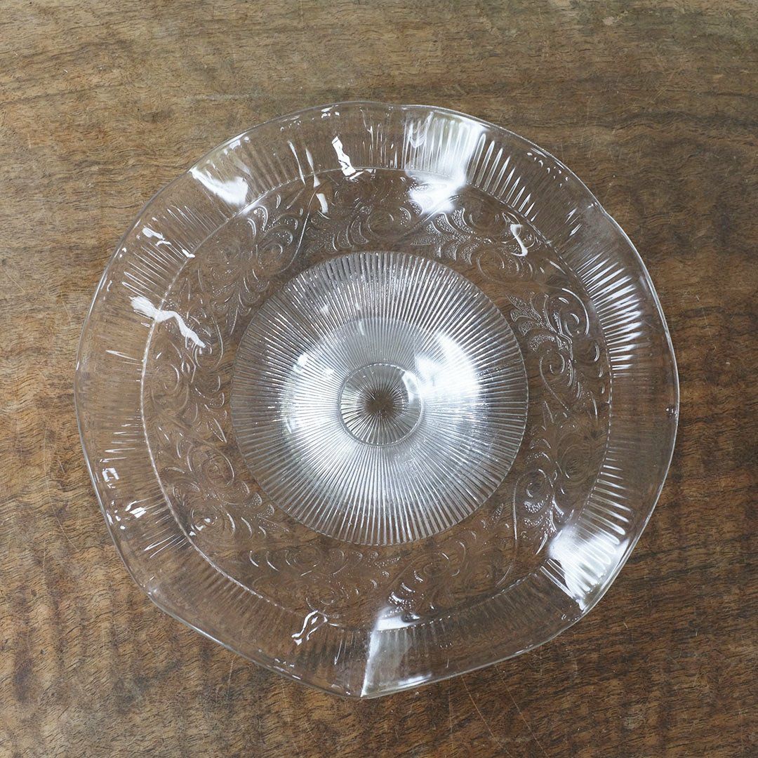 アンティークガラスコンポート フランス フルーツスタンド フリル4