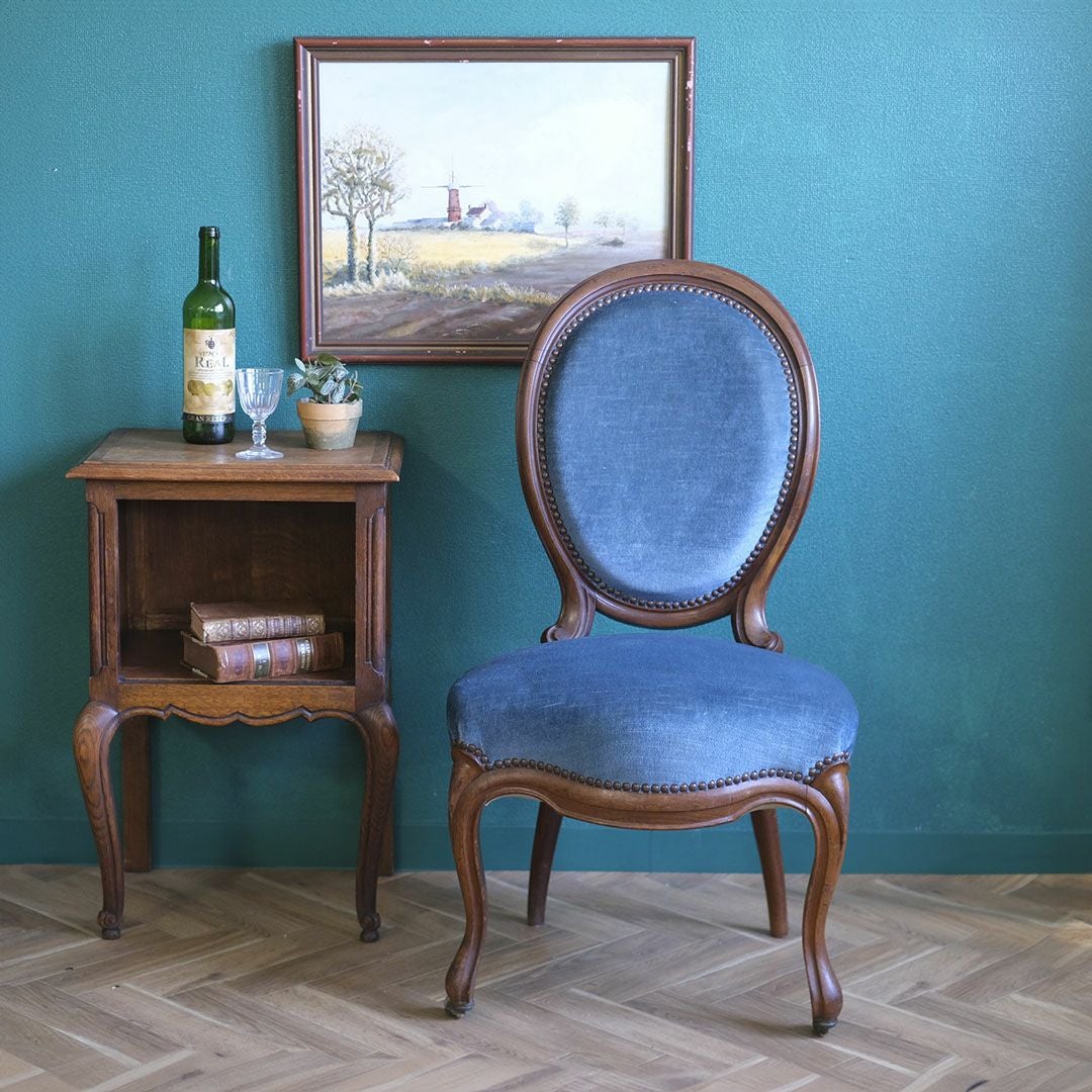 アンティークサロンチェア 青 椅子 フランス アンティーク家具