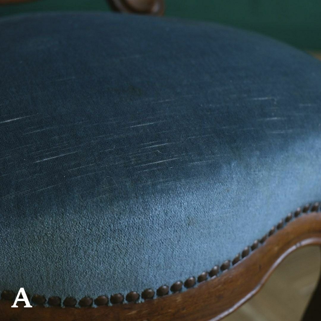 アンティークサロンチェア 青 椅子 フランス アンティーク家具10