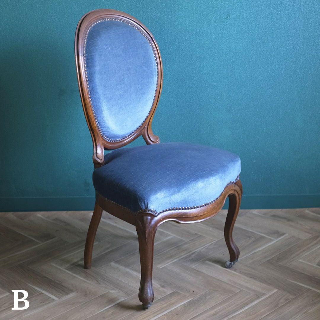 アンティークサロンチェア 青 椅子 フランス アンティーク家具16