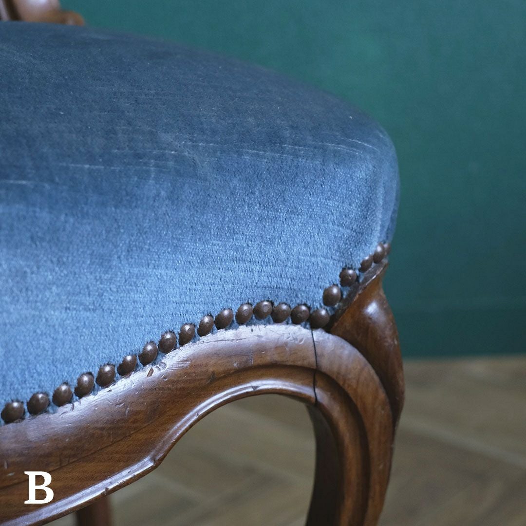 アンティークサロンチェア 青 椅子 フランス アンティーク家具20