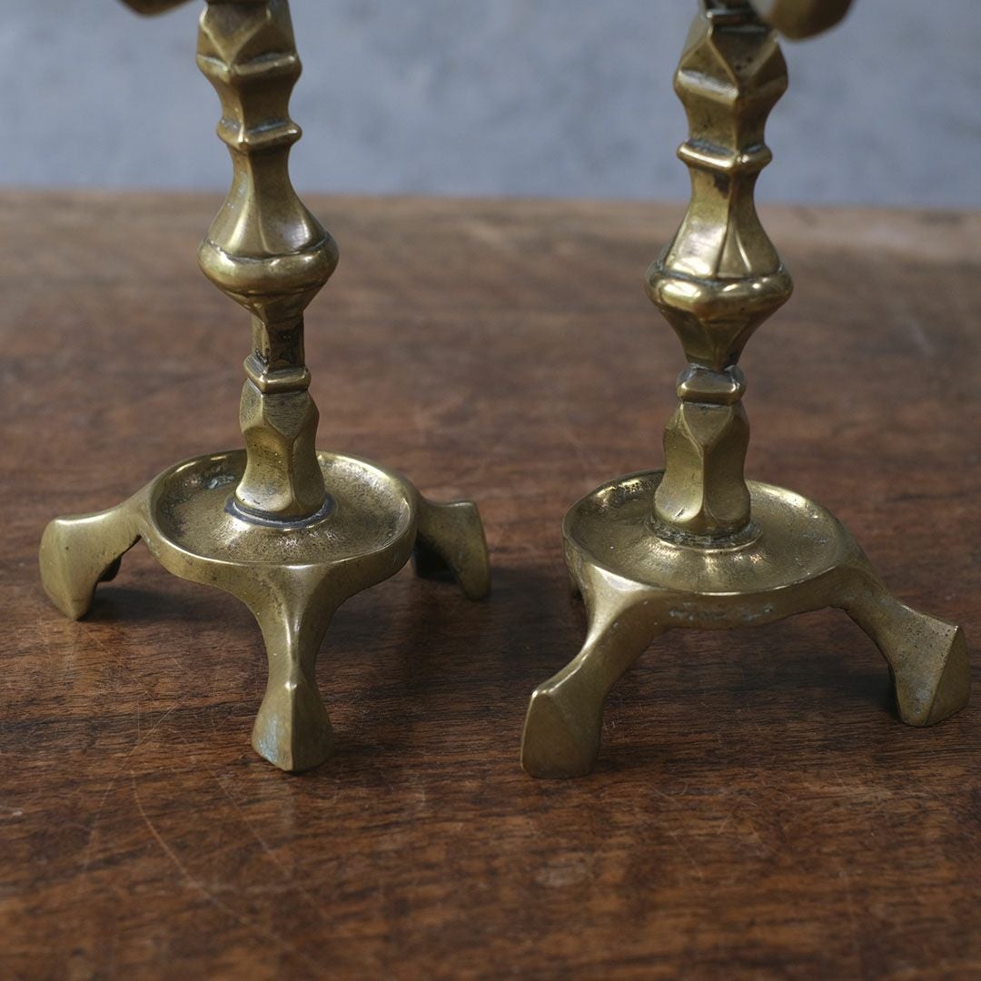 アンティークキャンドルホルダー 真鍮ペア 燭台 イギリス 鳥装飾6