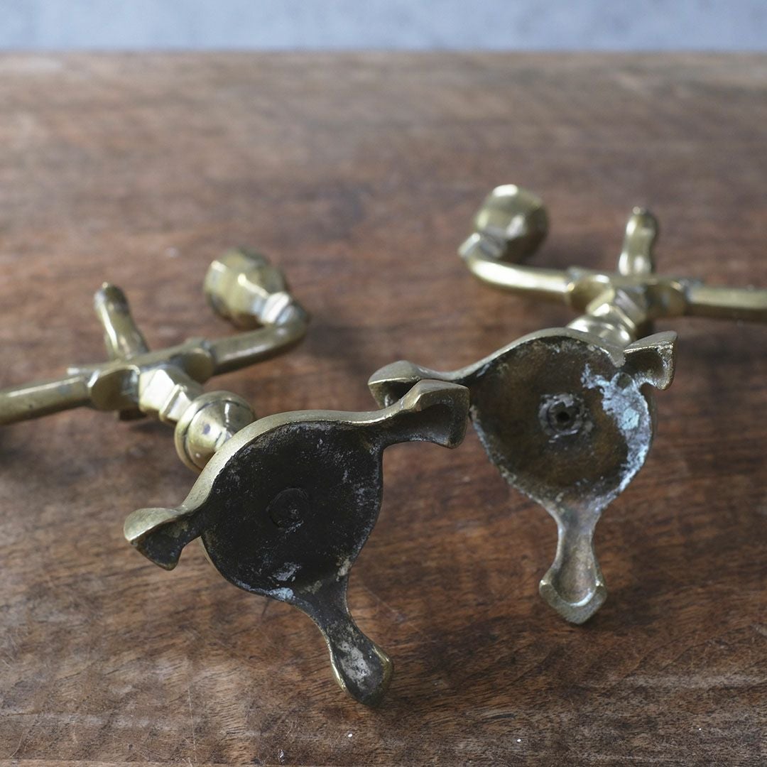 アンティークキャンドルホルダー 真鍮ペア 燭台 イギリス 鳥装飾7