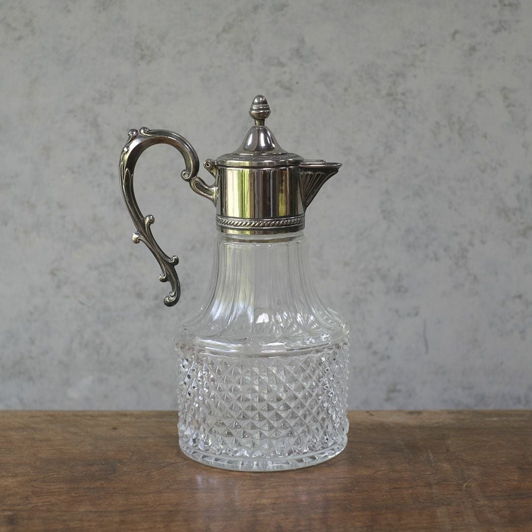 アンティーククラレットジャグ シルバープレート イギリス ガラスの水差し2