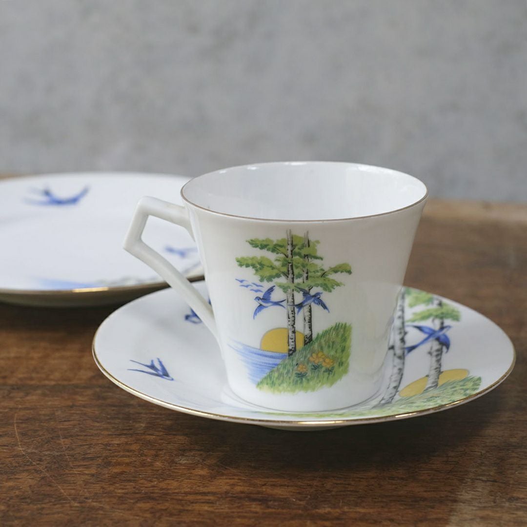 ヴィンテージティーカップ＆ソーサ トリオ 燕 チェコスロバキア5