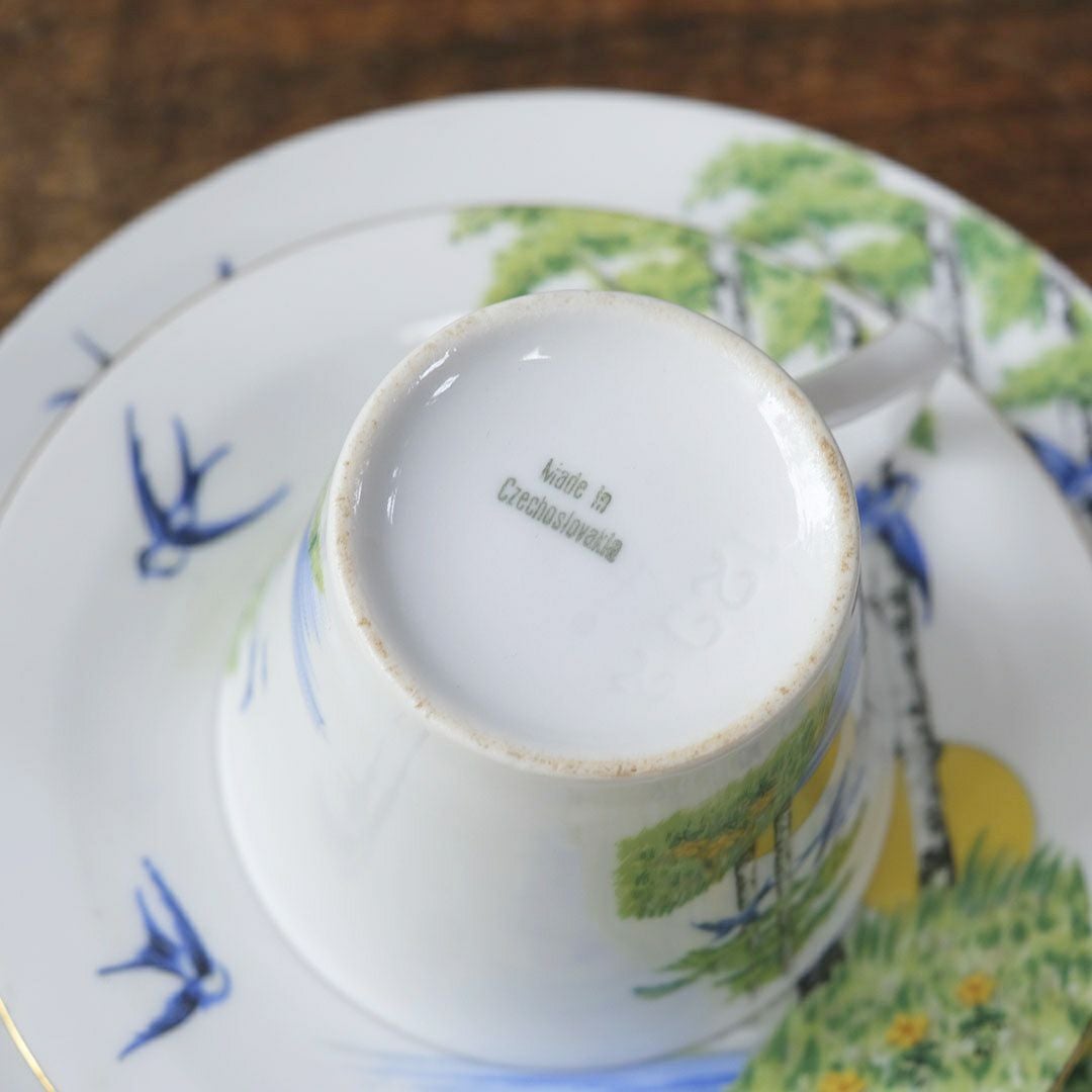 ヴィンテージティーカップ＆ソーサ トリオ 燕 チェコスロバキア12