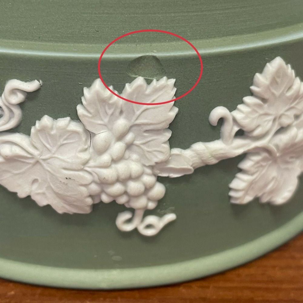 ヴィンテージ WEDGWOODジャスパー 蓋付小物入れ ケース ストーンウェア イギリス セージグリーン9