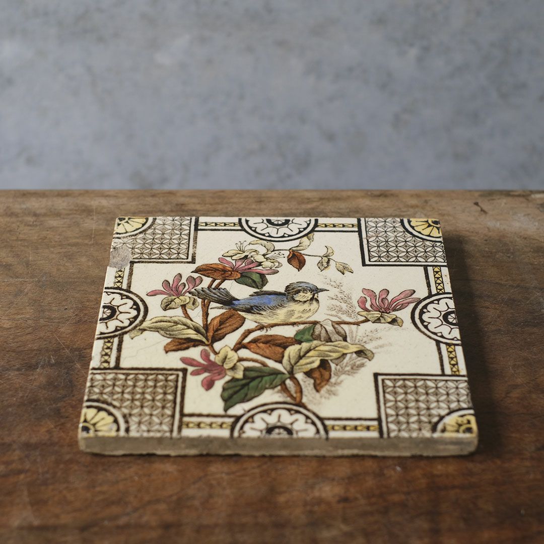 アンティークタイル 鳥 イギリス ヴィクトリア時代 手作りの陶器タイル2