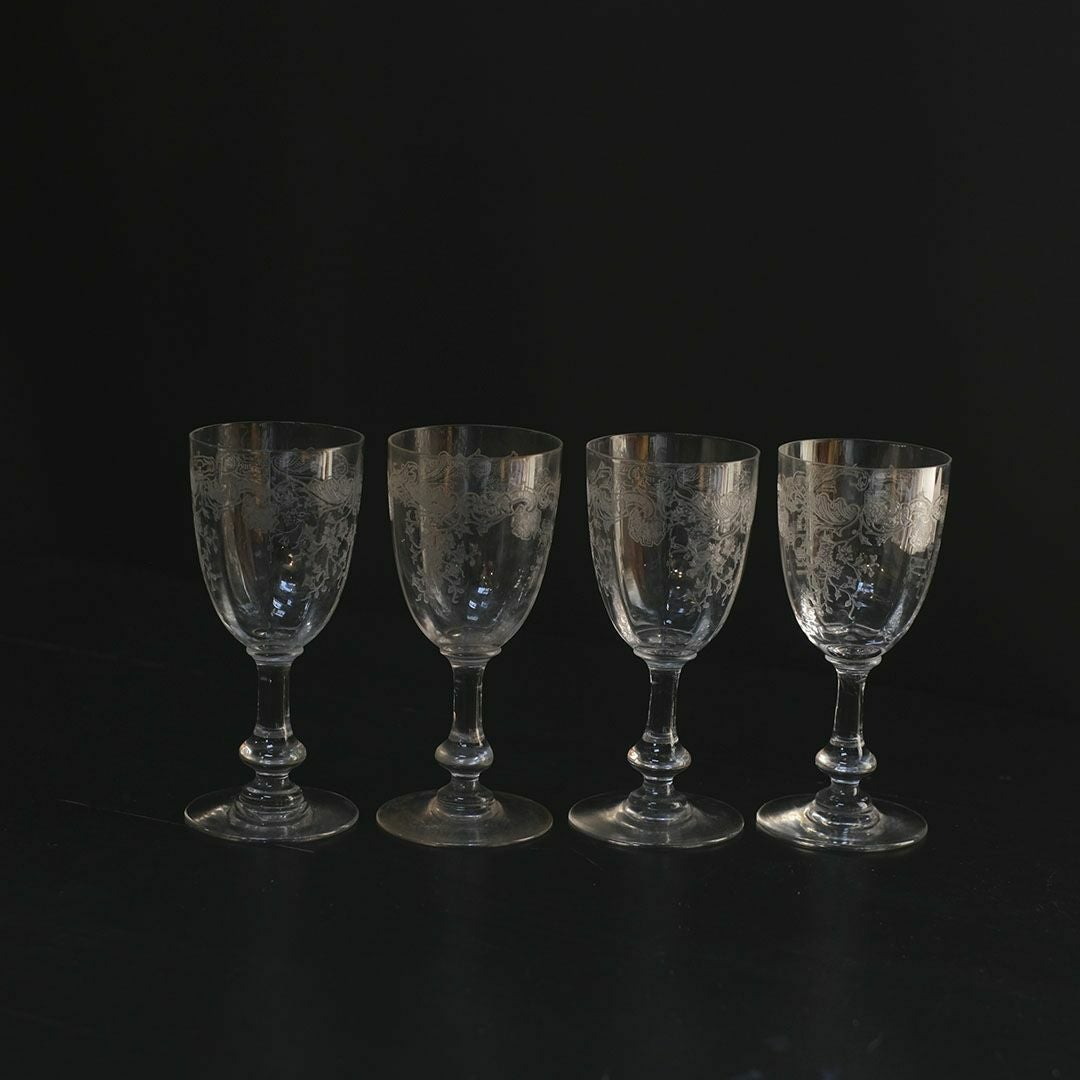 アンティーク オールドバカラ 百合の紋章(フルール・ド・リス) クリスタルグラス フランス