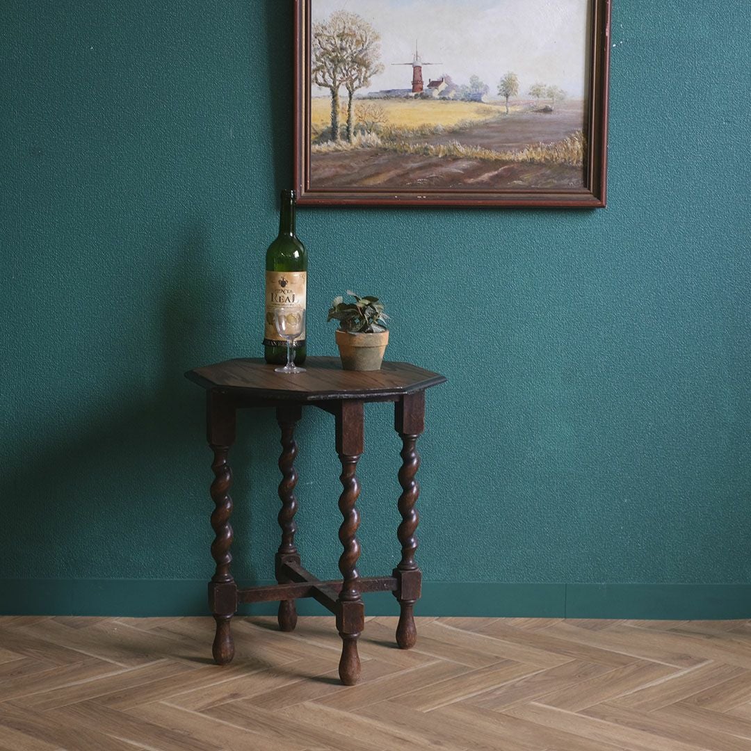 アンティークサイドテーブル イギリス バリーツイスト アンティーク