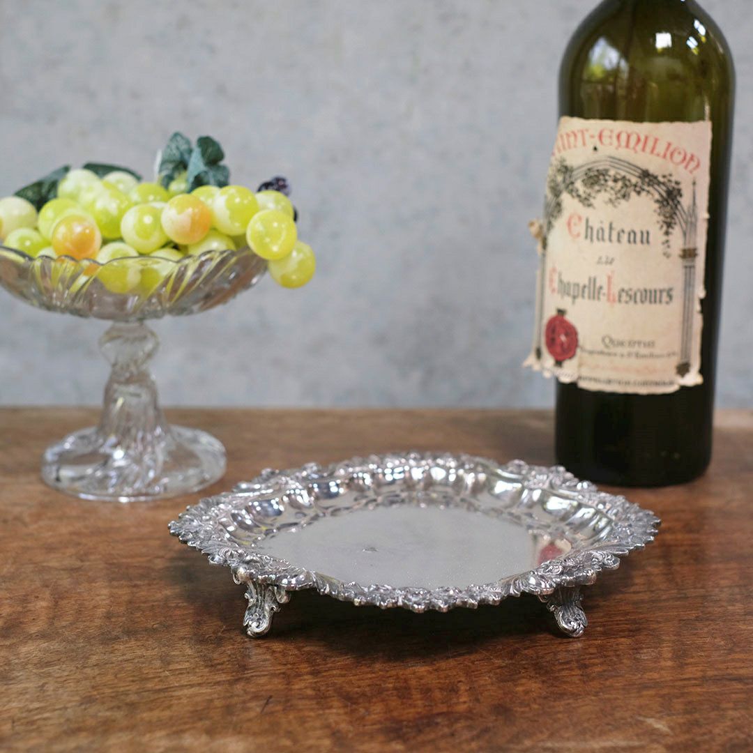 アンティーク サルヴァ イギリス シルバープレート トレイ お盆1