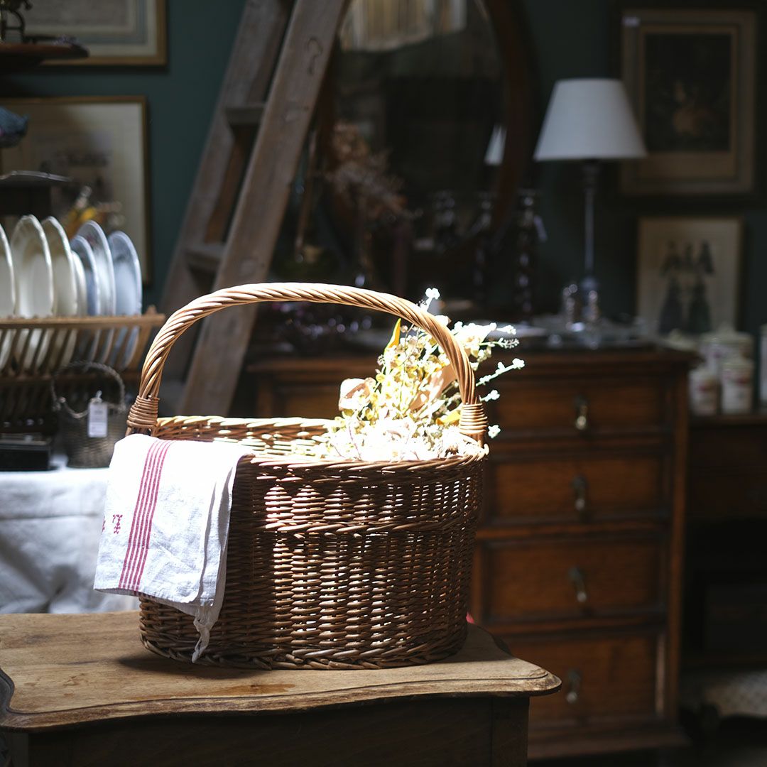 ヴィンテージバスケット イギリス ナチュラルな手編みかごバスケット8