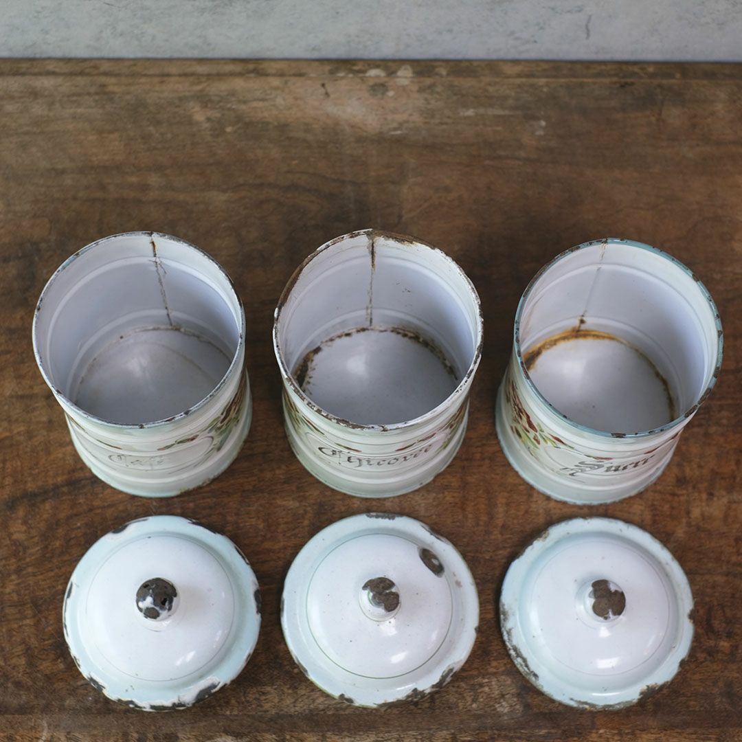 アンティーク フレンチホーローキャニスターフランス 琺瑯 保存容器5